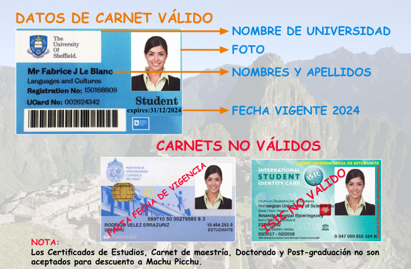 Carnê válido para desconto na excursão a Machu Picchu