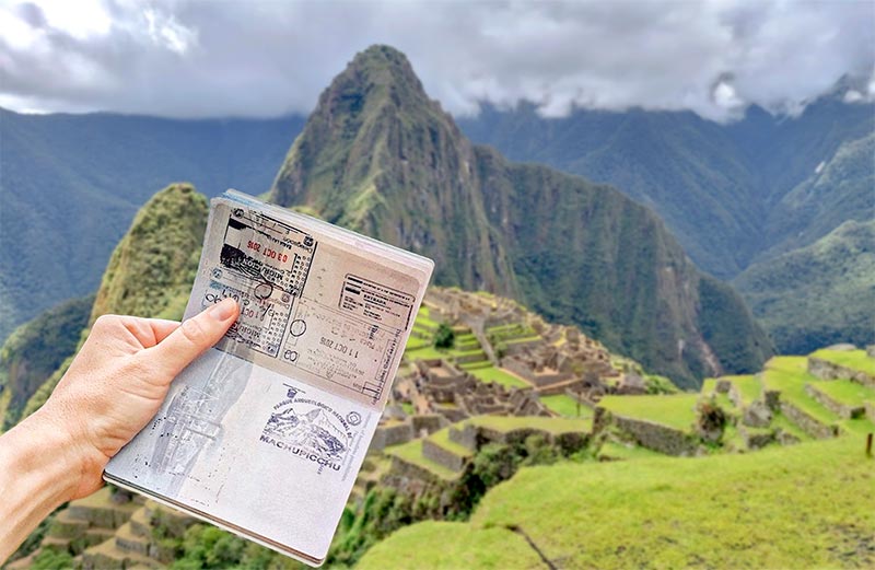 Passaporte com carimbo postal de Machu Picchu